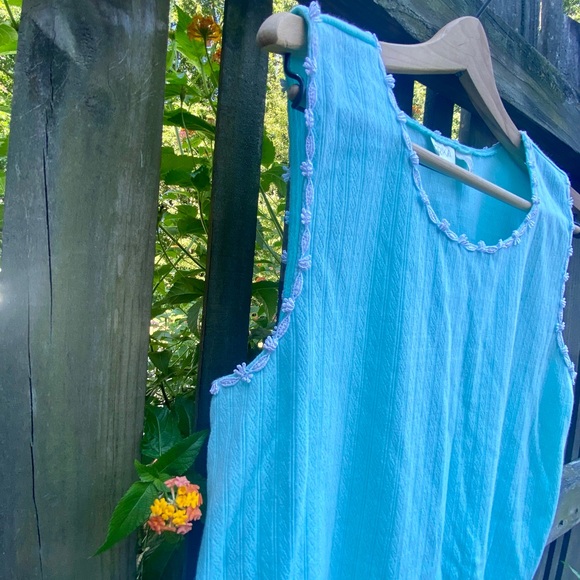 Y2K VTG Mint Green Cropped Cami Scalloped Trim XL Cottagecore Coquette Pastel - Picture 3 of 7